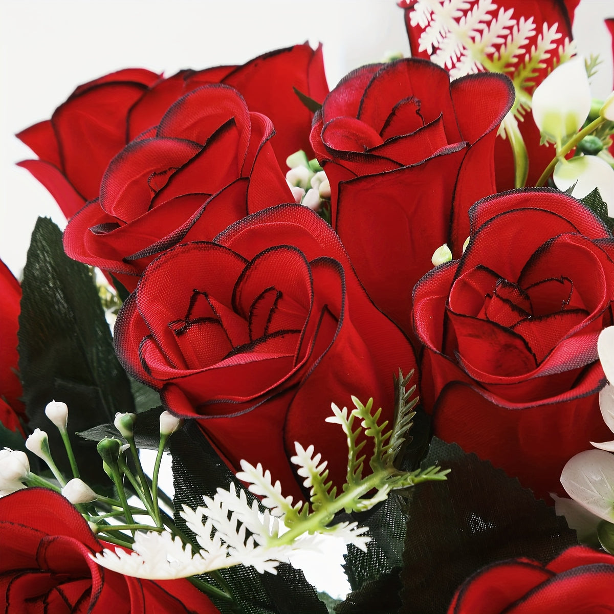 1/2/3pcs Artificial Cemetery Flower For Grave With Saddles, Artificial Silky Rose Flowers And Bouquets With Vases, Memorial Day Flowers For Cemetery, Outdoor Grave Headstones Decoration