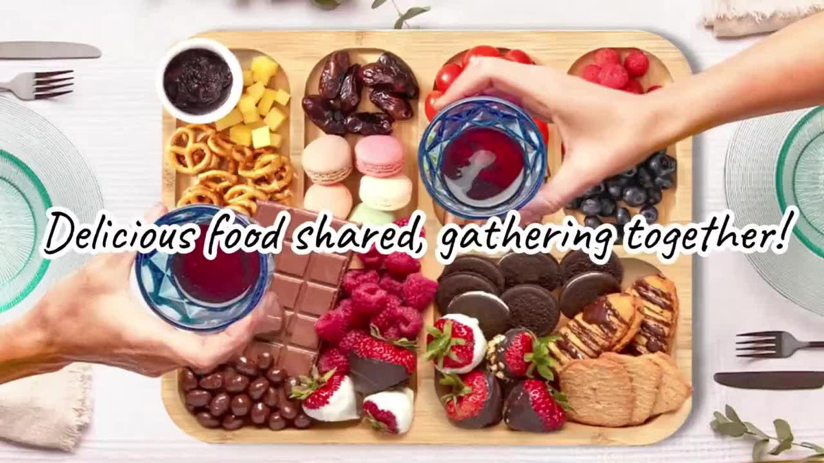 1pc Bamboo Cheese Tray with Transparent Acrylic Lid - Portable Deli Platter for Camping, Parties, Restaurants | Serving Tray for Holiday Appetizers, Charcuterie & Snacks, Party Snack Organizer, Secure Snapon Lid