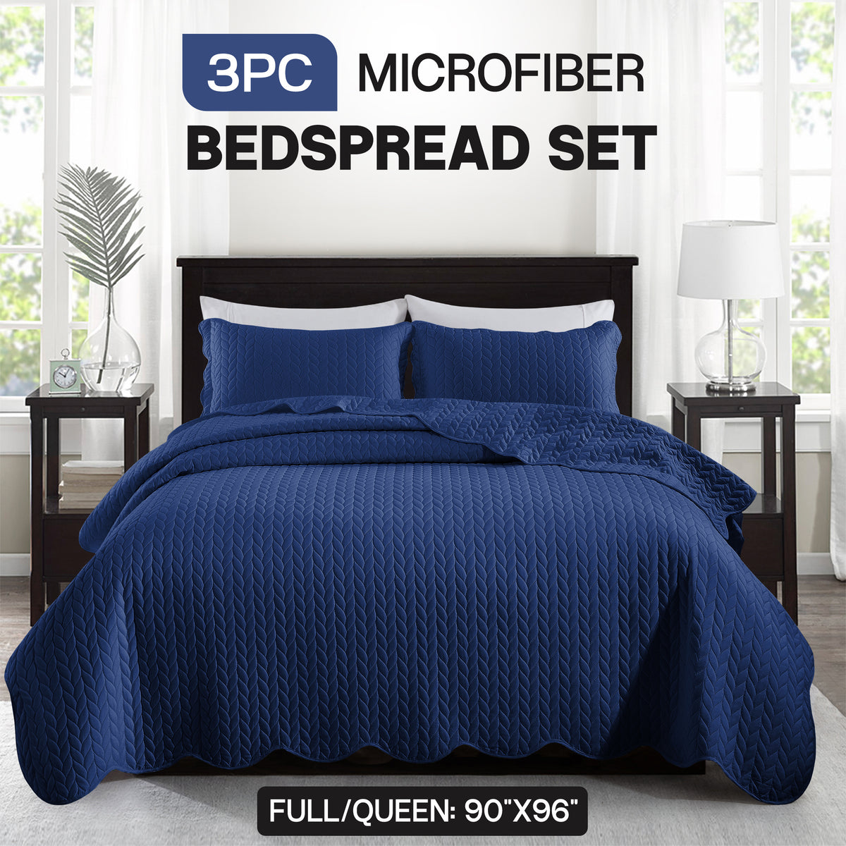3pcs Bedspread Set Bedspreads with free Pillow Shams - Leaf Pattern Soft & Breathable Bedspread Lightweight Microfiber Bedspread - Modern Style Floral Pattern Coverlet For All Seasons - Christmas Gifts For Family And Friends (1 Bedspread, 1 Or 2 Pillow Sh