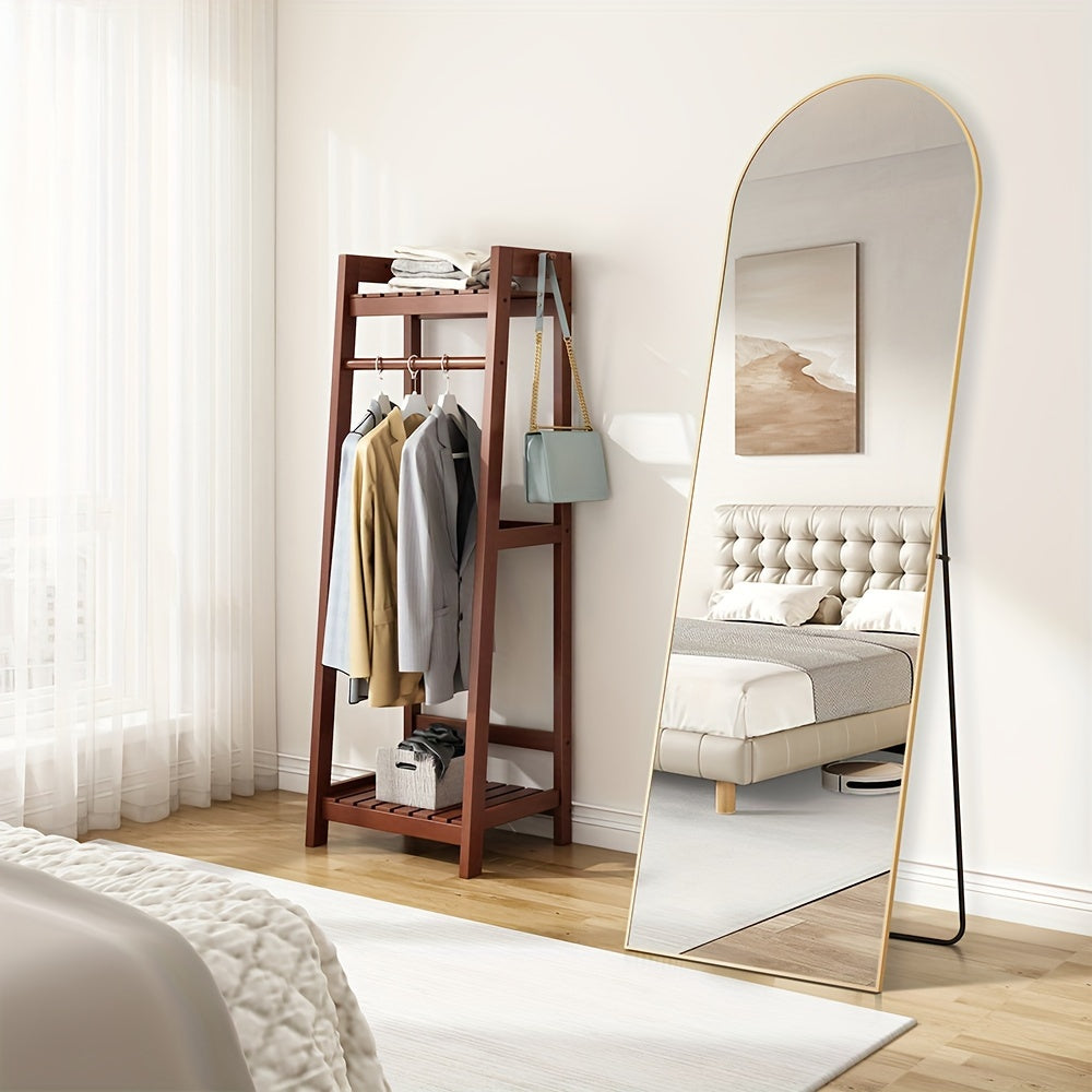 Arched/Rect Full Length Mirror, Full Body Mirror with Stand, Freestanding, Hanging or Leaning for Wall, Steel Alloy Thin Frame Floor Standing for Hotels and Bathrooms