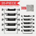 Stackable Glass Food Containers with Airtight Lids, 20-Piece Set of 10 Containers and 10 Covers for Meal Prep, Leftovers and Pantry Organization