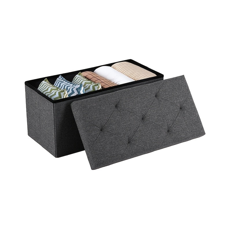 30/43 Inch Heavy Duty Folding Storage Ottoman Bench with Shoe Cabinet & Thick Padded Seat - Retro Suitable for Small Spaces, Multifunctional Footrest Stool, End of Bed Bench for Bedroom, Living Room, Entryway, Fabric,