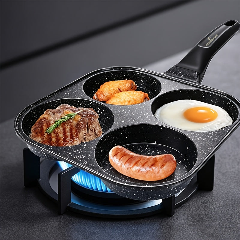 1pc Non-Stick Omelet Pan with Heat-Resistant Wooden Handle & Spray- Suitable for Eggs, Burgers, Skillet Meals - Dishwasher Frying Pan for Stoves, Compatible for Home Kitchen Cooking