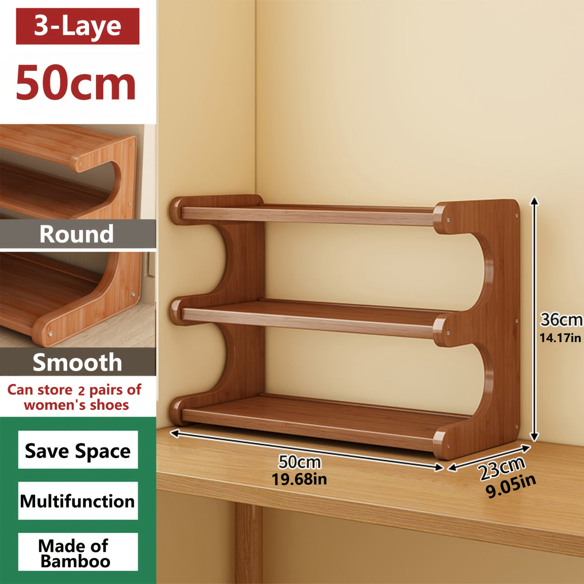 3/5/6 Layer Bamboo Shoe Rack, Bamboo Shoe Storage Solution, Multi-layer Independent Sorting Rack, Easy to Assemble, Saves Space, Suitable for Entrances, Living Rooms, Bedrooms, And Garages.