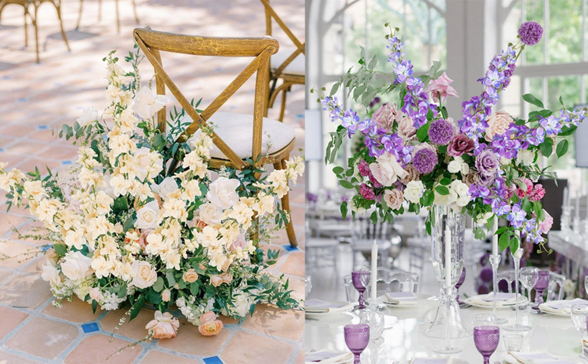 6pcs Delphinium Artificial Flowers 33.5 Inch Champagne Fake Flowers Long Stem Faux Snapdragon Flowers for Vase Table Home Wedding Party Garden Decoration