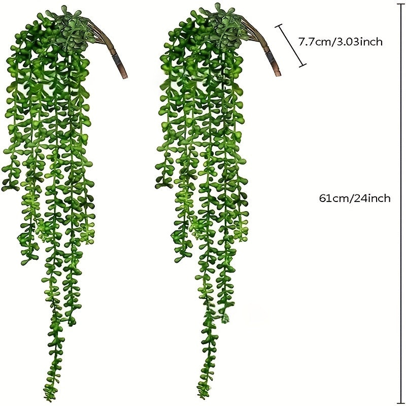 Lover'S Tears Artificial Succulent Hanging Plant - Realistic Plastic Pearl String With Green Cascading Chains For Wall, Home, Garden, Wedding & Halloween Decor - No Maintenance Indoor/Outdoor, Wedding Decor, Cascading Greenery, Flexible Arrangement