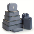 Packing Cubes for Suitcases, 8-Piece Travel Luggage Organizer Set in Gray or Dark Blue for Clothes, Shoes, Toiletries and Closet Storage