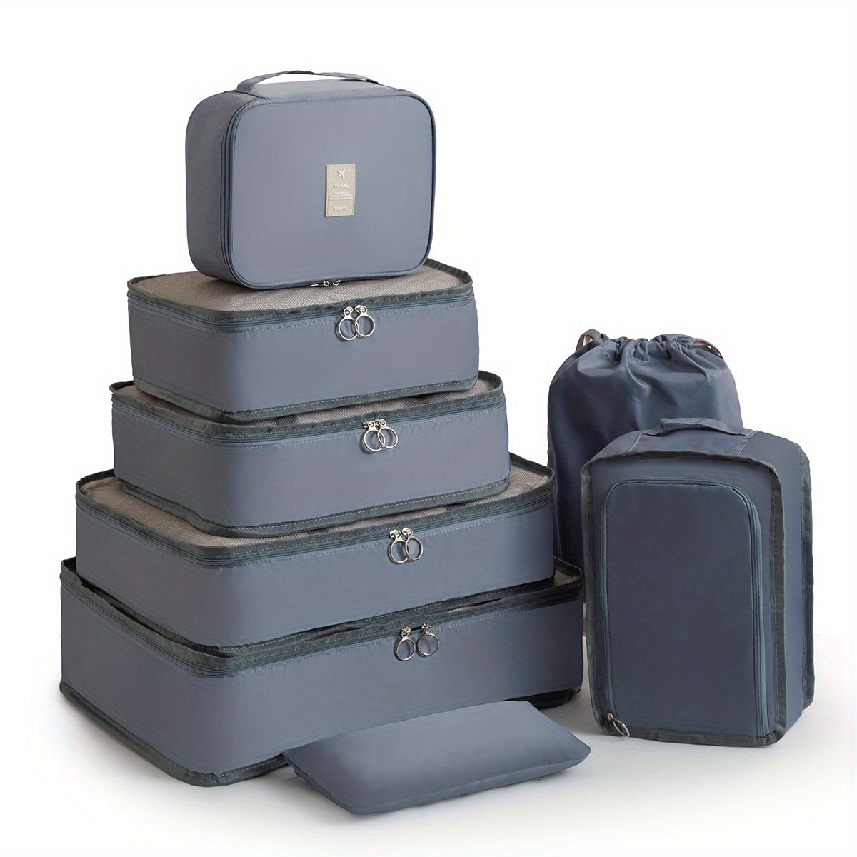 8pcs/ Set Packing Cubes for Suitcases, Travel Luggage Packing Organizers, Closet Storage, Under-Bed Storage, Storage Trunks, Compression Storage Shoe Bag, Clothing Underwear Bag, for Man & Women, Under-Bed Storage
