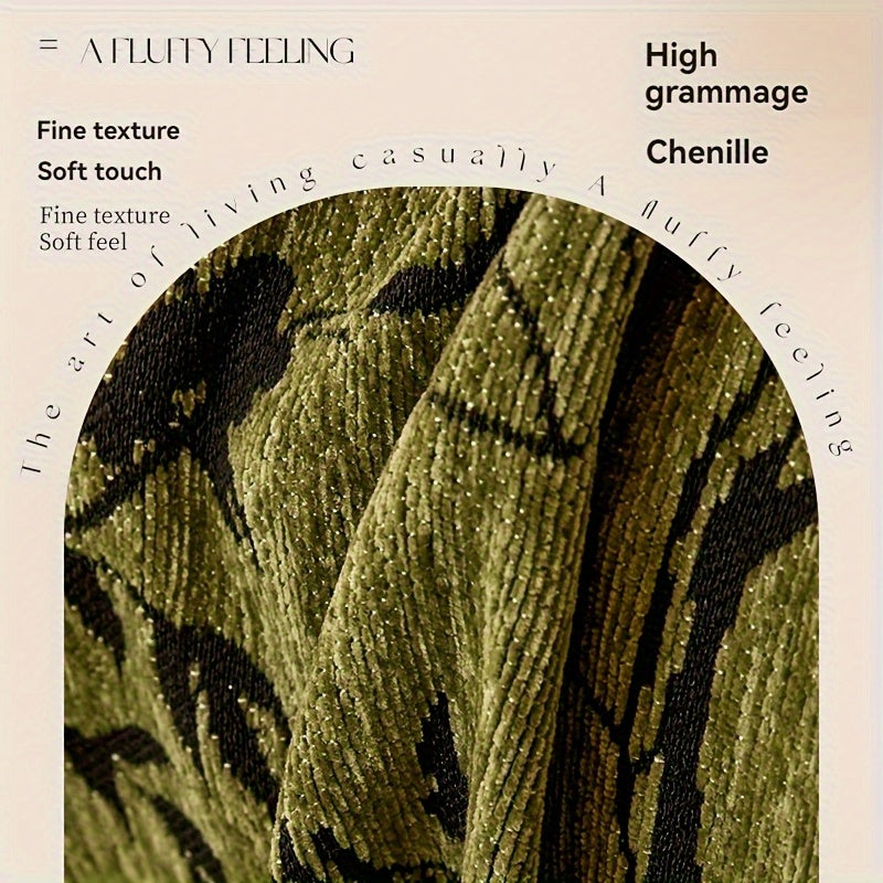Chenille Thickened Sofa Throw for Flowers And Plants Pattern, Suitable for Living Room And Office Decor, Pet-safe, All-season Use, And Durable, Non-slip.