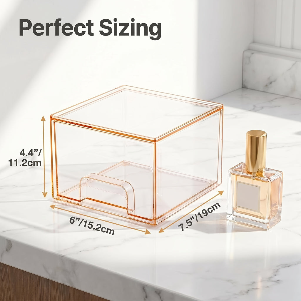 8 Pack Acrylic Bathroom Makeup Organizer, 7.5"D X 6"W X 4.4"H Clear Stackable Storage Drawers, Plastic Storage Bins for Vanity, Home Organization And Storage