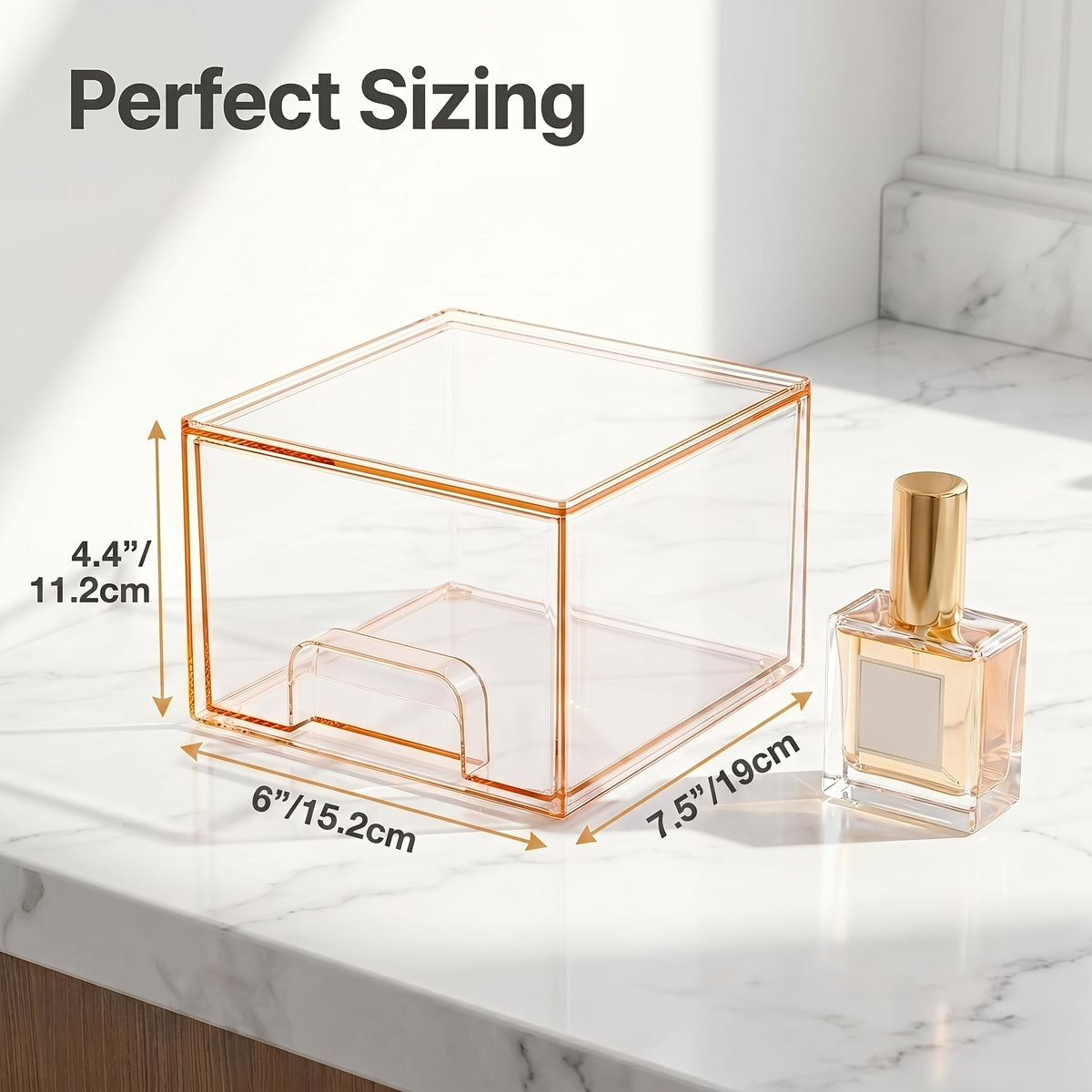 8 Pack Acrylic Bathroom Makeup Organizer, 7.5"D X 6"W X 4.4"H Clear Stackable Storage Drawers, Plastic Storage Bins for Vanity, Home Organization And Storage
