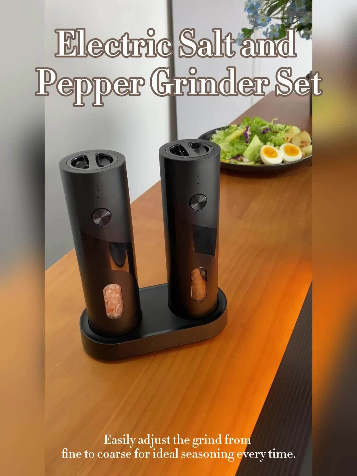 [Electric Spice Grinder] 1/2pcs Salt And Pepper Seasoning Bottles Electric Grinder Kitchen Electric Spice Grinder With Grinding Inspection Light Top-Filling Large Capacity Two-Piece Set With Charging Base Electric Spice Grinder Gift Set Preferred Kitchen