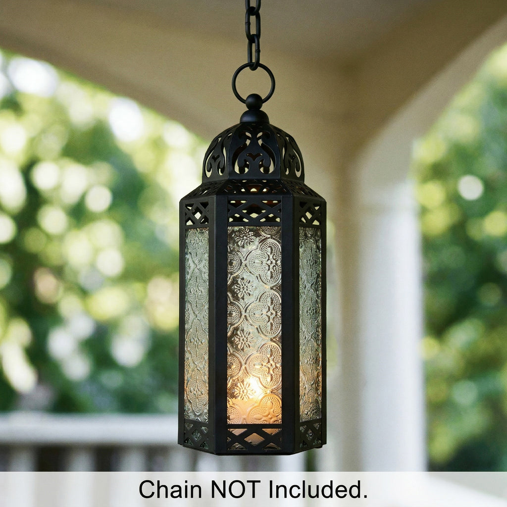 Decorative Moroccan Candle Lantern Holder, Medium, 10.5" Tall