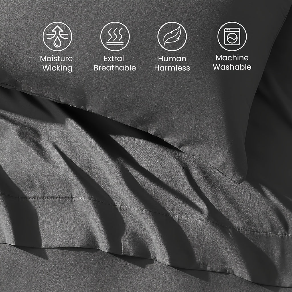 Extra Deep Pocket 10%Bamboo Fiber Bed Sheet Set - Breathable Bed Sheet - Luxury Hotel Bed Sheet Set - Soft, Wrinkle-Resistant, And Comfortable - Easily Fits Extra Deep Mattresses. Includes Pillowcases, Flat Sheet, And Fitted Sheet