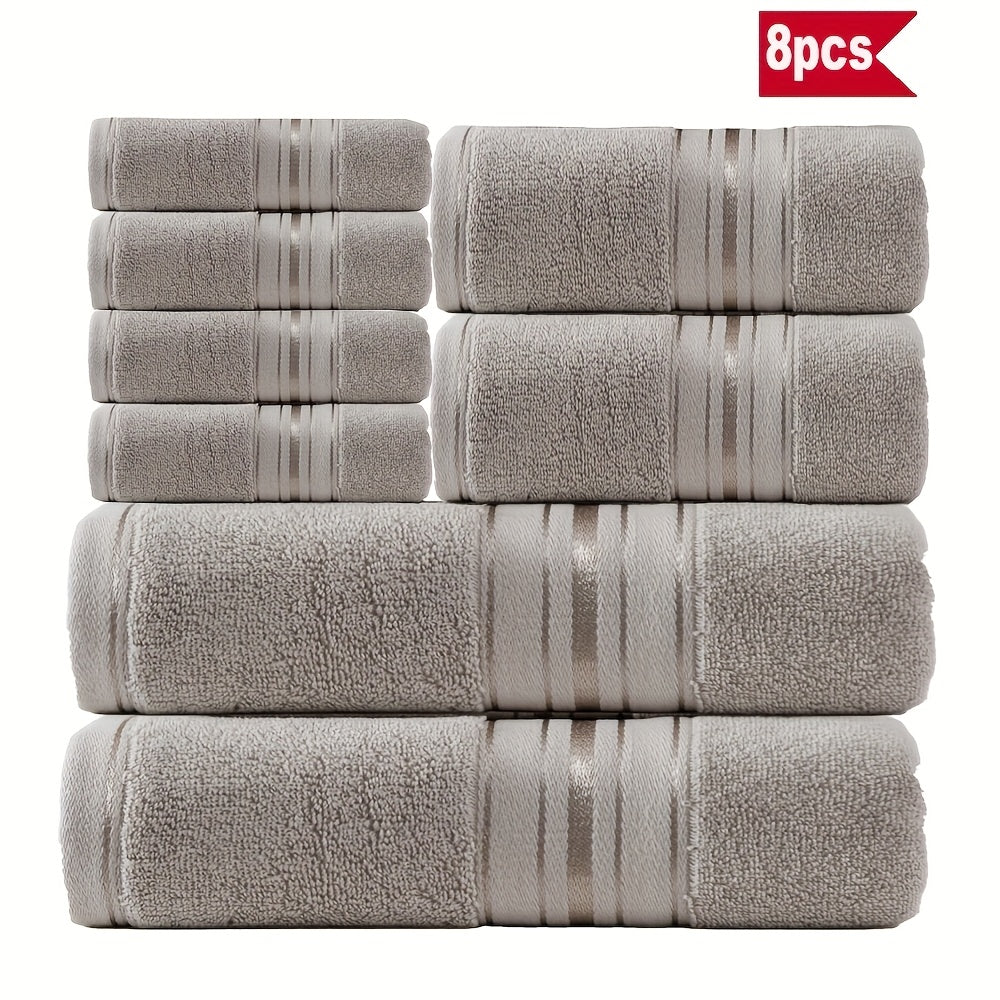 Luxury 8pcs Bath Towel Set, 100% Cotton Premium Hotel Quality, Includes 2 Bath Towels, 2 Hand Towels, 4 Washcloths, Soft Absorbent Spa Towel Collection, Ideal for Bathroom, Hotel, SPA