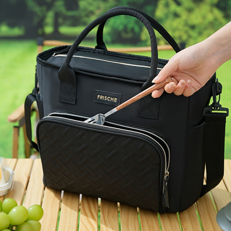 Extra Large 2.91gal Insulated Lunch Bag, Portable Thermal Tote with Adjustable Shoulder Strap and Handle, Cold & Hot Food Carrier, Beach Cooler Bag for Outdoor Use, Keeps Meals Fresh and Delicious, Non-Food Contact