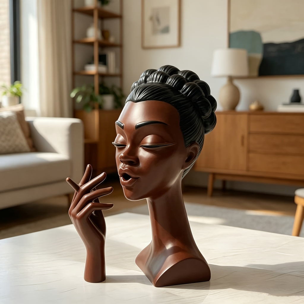 Free Delivery! Handcrafted Exquisite Black Incense Burner - High Resin Meditation Statue, Quiet Airflow Design, Solid Base And Stable Flameless Running, Suitable for Home Decor, Yoga Room, Relaxation Space - Art Deco Style Smokeless Aromatherapy