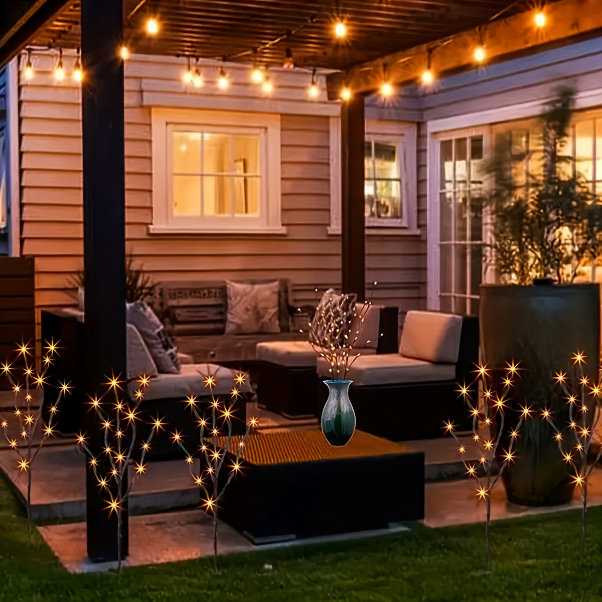1pc 20 LED Tree Branch Lights - Decorative Indoor Lighting - Fairy Lights Designed Like Tree Branches, Perfect for Party Decorations, Eid Mubarak, Dormitory Decor, Christmas, New Year, And Home Embellishments. Batteries Are Not Included