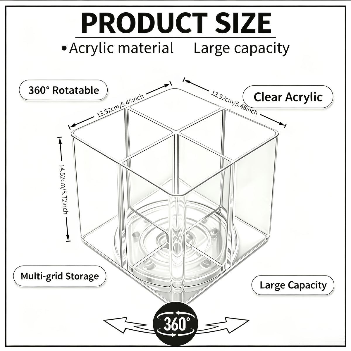 Square Rotating Storage Rack for Powdered Beverage Mixes/ Water Flavored Pouches/ Beverage Mixing Accessories Organizer