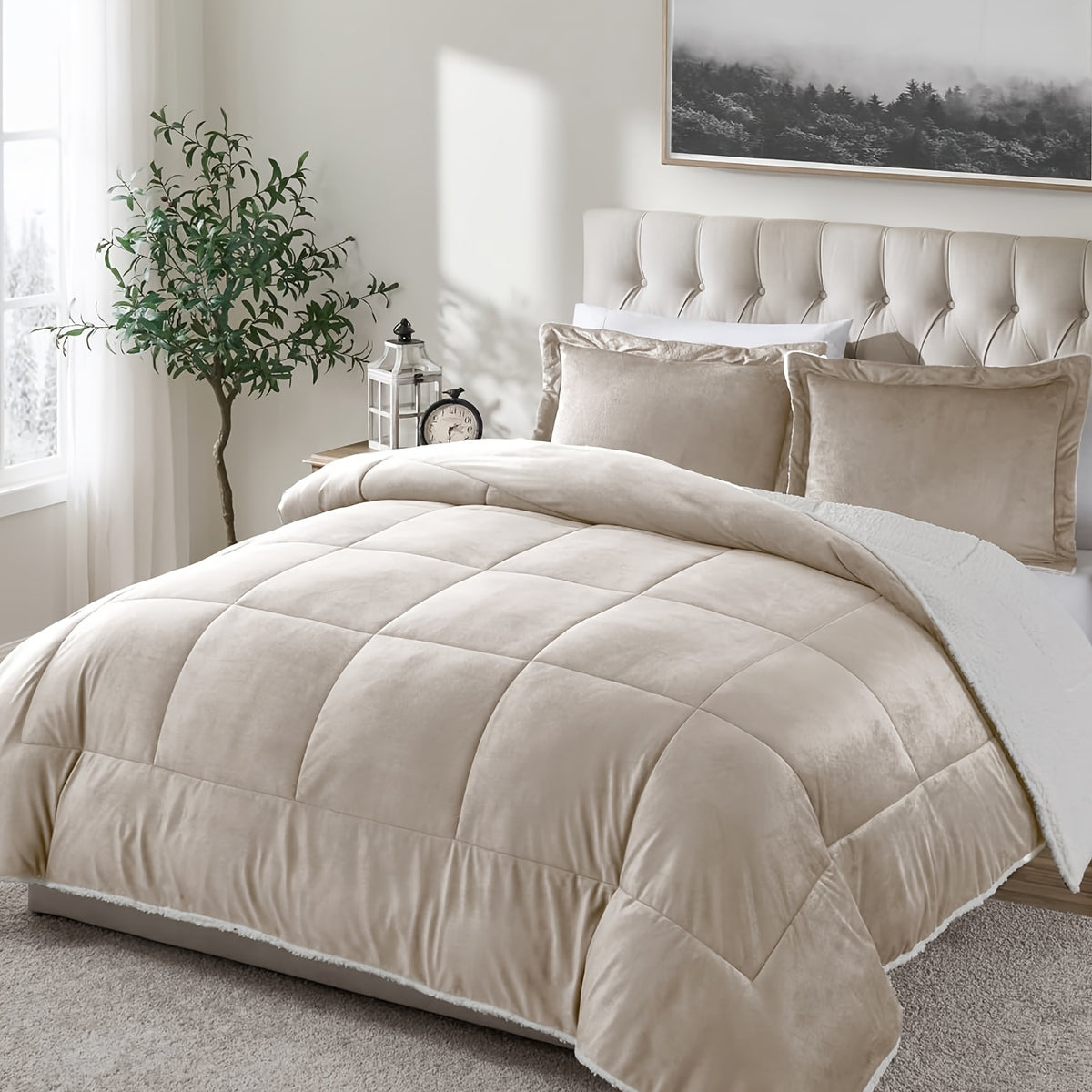 2/3 Pc Sherpa Fleece Blanket for Sofa and Bed, Extra Thick Plush Microfiber, Lightweight Reversible Soft Cozy Warm Luxury Bed Blanket, Single Double Bed Size