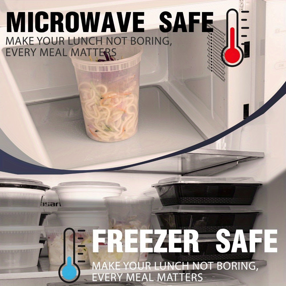 60pcs (30 Containers & 30 Lids) Durable Leakproof Deli Containers with Lids Set - Ideal Choice for Takeout Meal Preparation, BPA-Free, Microwave & Dishwasher & Freezer Safe - 32oz Stackable Sealed Fresh Container, Ready-to-Eat Packaging Kit