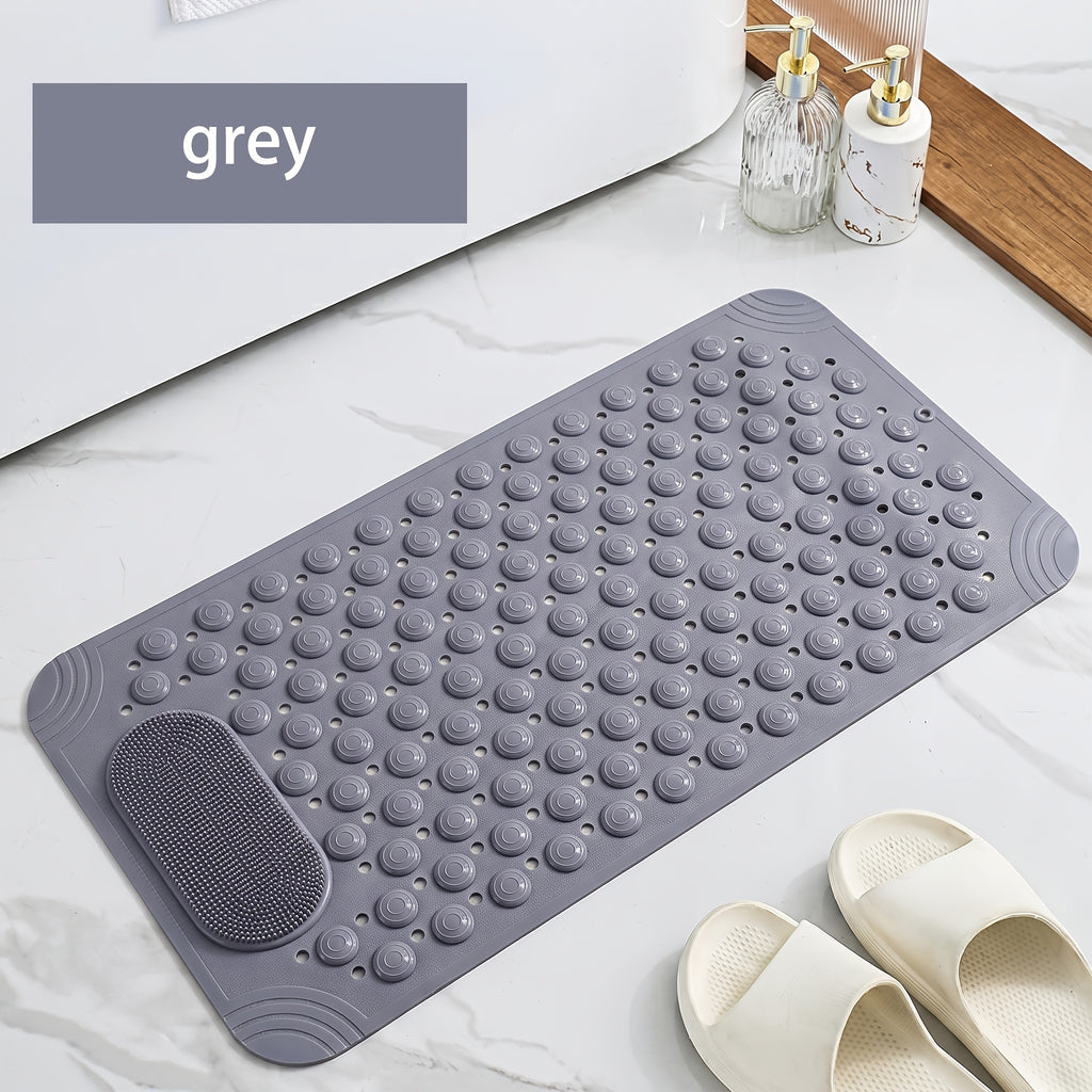 Non-Slip PVC Bath Mat with Massage Buttons - Light Blue & Multi-Color Polka Dot Pattern, Rectangular Shower and Bathroom Safety Mat, 0.35inch Thick, Durable PVC Material, Bath Accessories