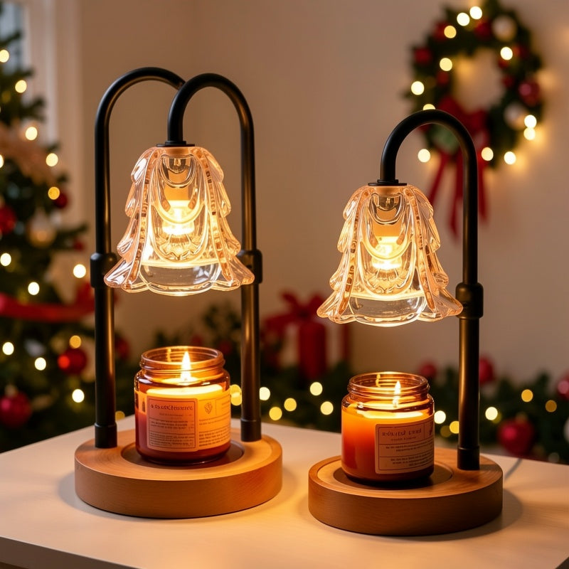 2/4-Pack Candle Warmer Lamps, Halloween Candle Holders, with Dimmer And Wooden Base, Height And Brightness Adjustable Wax Warming Lamps, New Home Decor, Christmas New Year And Valentine'S Day Gift, for Wife Mom Lovers Friends [Bulb Not Included]