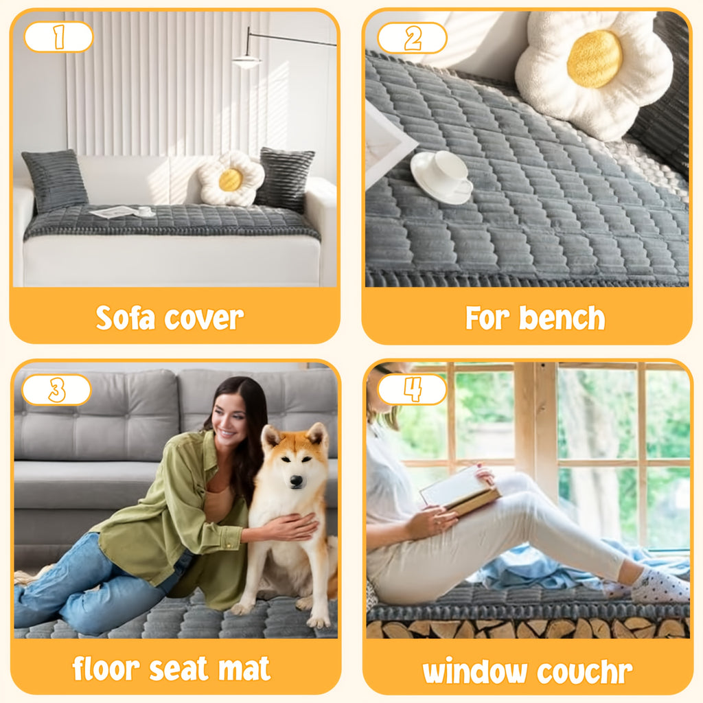 1pc Modern Corduroy Soft Couch Cover Washable, Non Slip Durable Plush Sofa Covers for 2/3/4 Cushion Couch Sofa L Sharped Sofa Slipcover, Thickened Cozy Furniture Protector Bedside Mat, Warm Sitting Pad for Any Seasons, Christmas Home Decor
