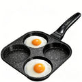 Four Cup Egg Frying Pan, Nonstick Aluminum Alloy Breakfast Skillet for Fried Eggs, Mini Pancakes and Burgers, Black Cookware for Home Kitchens