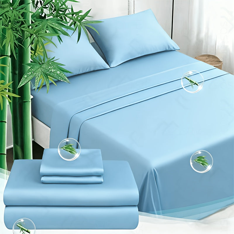 3/4pcs Bamboo Bed Sheet Set-Bamboo Kids Bed Sheet-Ultra Soft & Breathable Bed Sheets-Deep Pocket Up to 16" Hotel Soft Bedding-Perfect for Hot Sleepers-Great Gifts Bedding Sheets Set Bamboo Sheets Sets All Sizes Cooling Bamboo Sheets Random Color