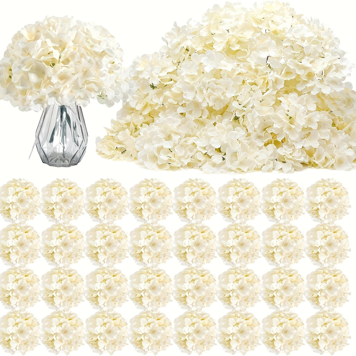 72pcs Hydrangea Artificial Flowers Hydrangea Flowers Artificial Flower Heads with Stems for Home Wedding Party Decorations