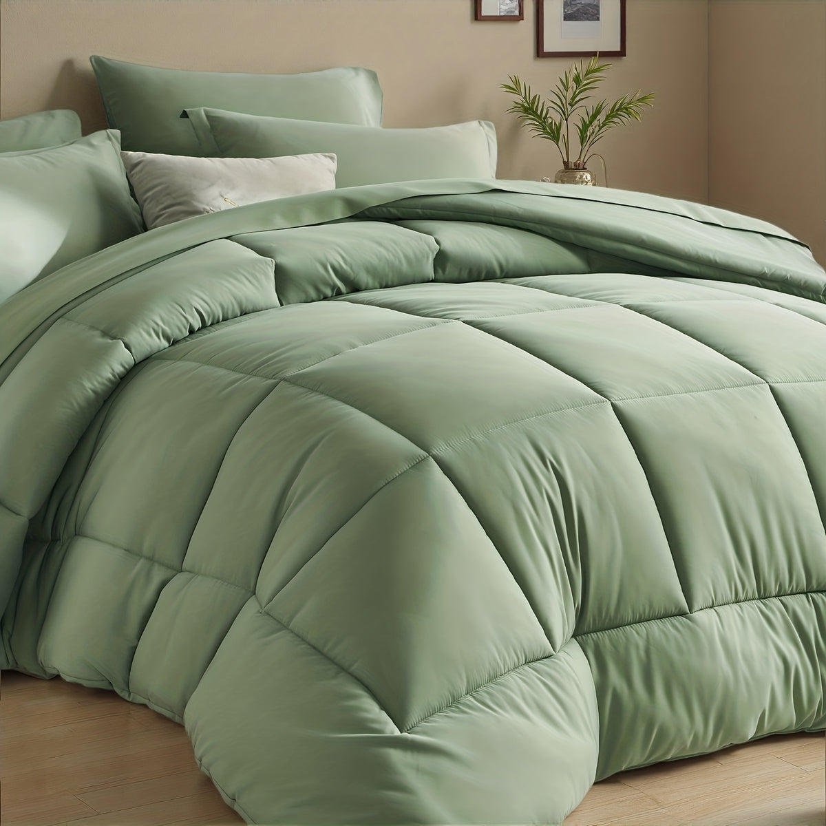 5/7pcs Luxurious Checked Pattern Comforter Set-Multiple Colors Plus Random Color Available, Breathable Comforter-Ultra Soft Fluffy Fiber Filling, Warmth For All Seasons-Bed In A Bag With Comforter, Flat Sheet, Fitted Sheet, Pillowcases