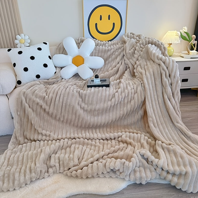 Ultra-Soft Thick Fleece Blanket | Multi-Color, 3D Faux Rabbit Fur, Double-Sided, Ideal for All Seasons, Home, Office, Travel, Camping, Gift for All Occasions