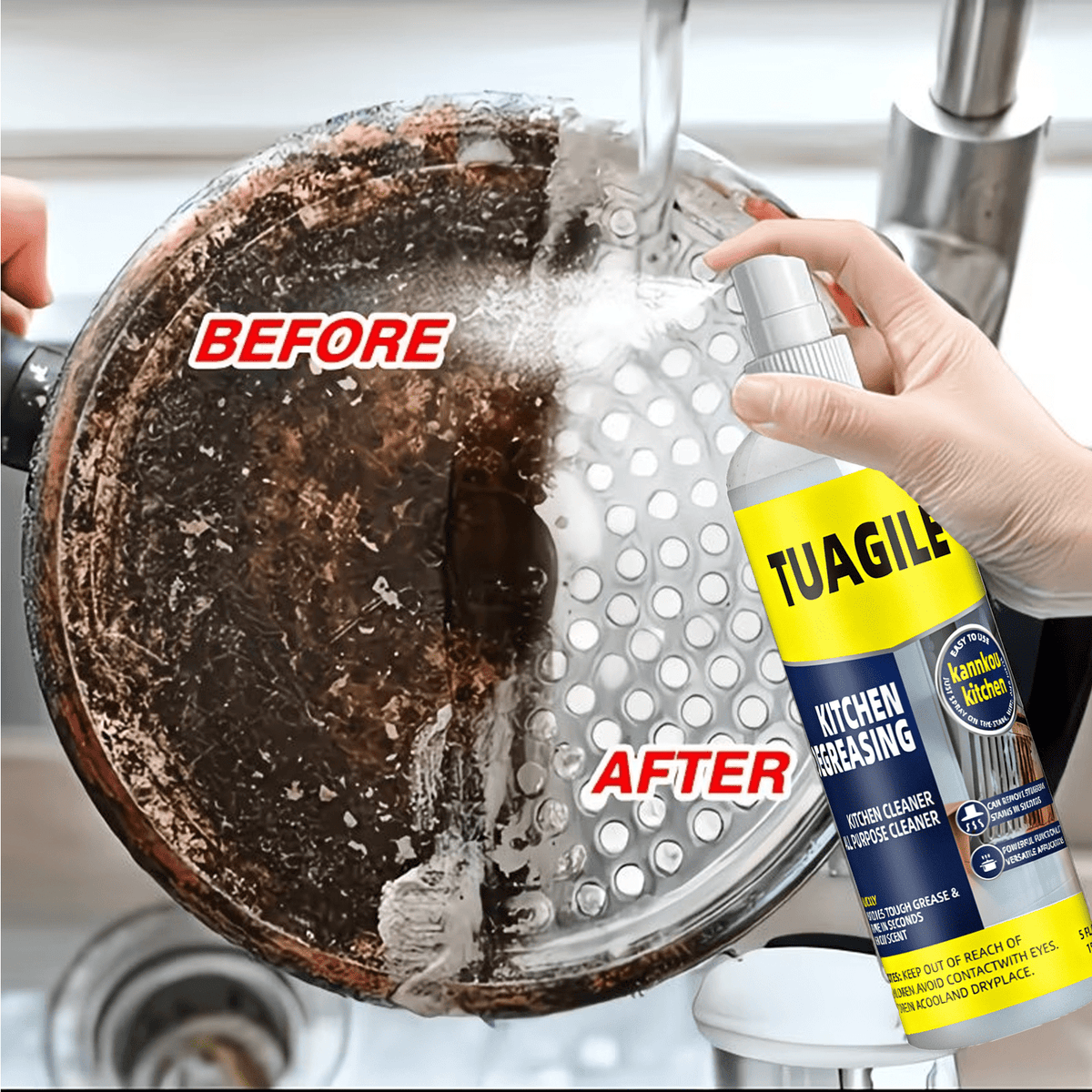 Heavy-Duty Kitchen Grease & Stain Remover Fast-Acting Spray for Stovetops and Walls. Wipes Clean Instantly, Leaving No Sticky Residue. The Ultimate Household Kitchen Grease Buster Versatile Stain Removal for Pots, Pans, and Utensils. Highly Efficie