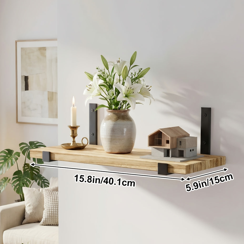 Floating Shelves 10-Piece Set, 15.8 x 5.9 Inch Wall Display Shelves for Books, Small Plants, Photos and Collectibles in Bedroom, Kitchen and Living Room