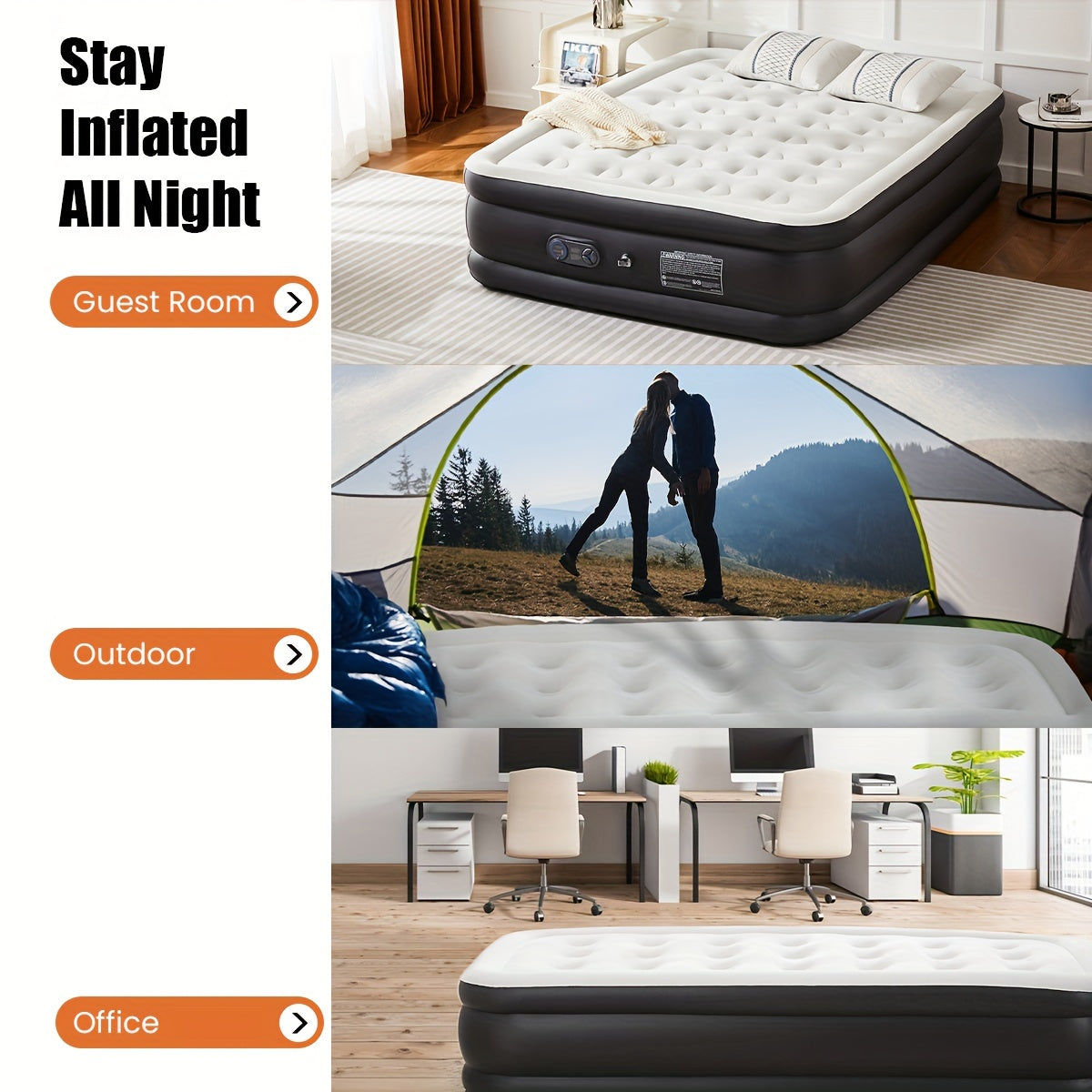Air Mattress With Coil Beam Support, Plush Velvety Top Non-Slip Bottom For Stability On Smooth Floors And Carpets, Available In Two Sizes And Three Heights, Can Hold Up To 660 Pounds