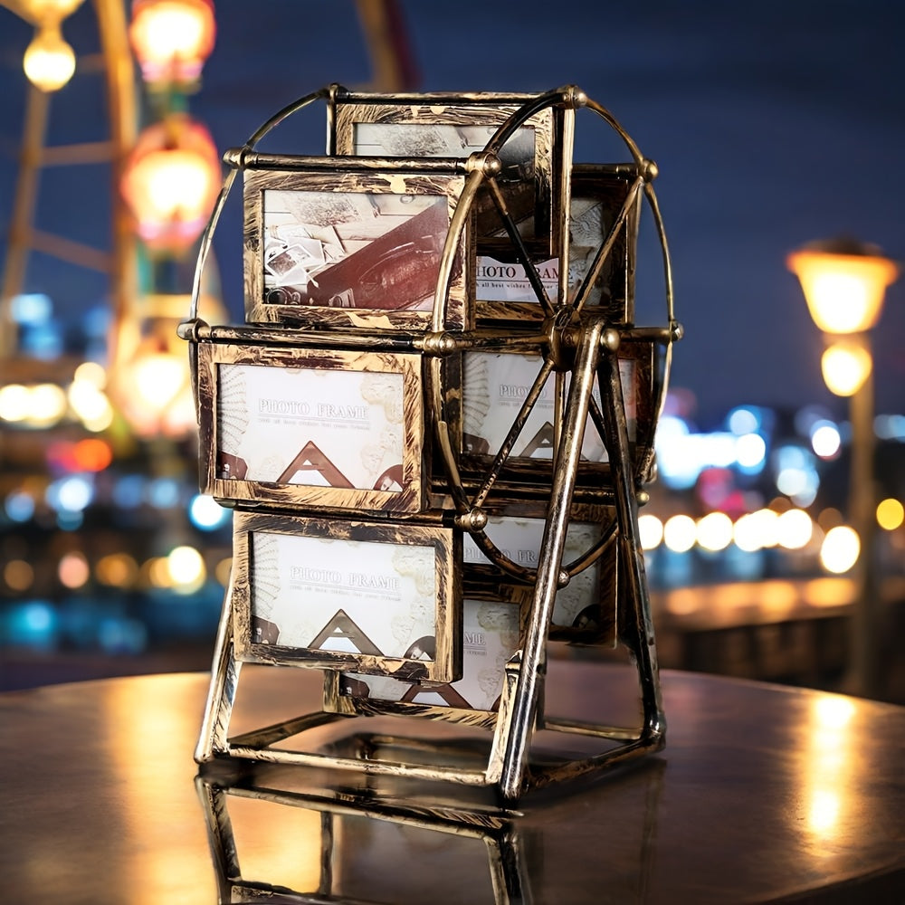 Vintage Rotating Ferris Wheel Photo Frame - 8 4-inch Photo Frames - Exquisite Living Room, Bedroom, Desk Furnishings - Perfect for Valentine'S Day, Birthday, Christmas Gifts (Frame Material ABS Plastic)