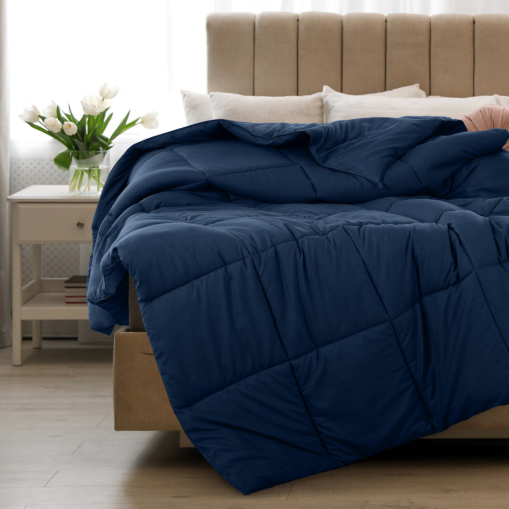 Lux Decor Comforter - All Season Quilt Comforter For Summer Sleeping With Corner Tabs - Soft, Breathable Versatile Bedding & Bedroom Decor - Luxurious Box Stitching