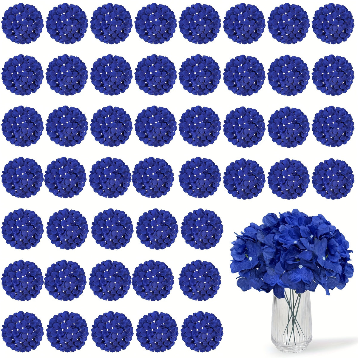 63pcs Artificial Hydrangea Flowers with Stems - Realistic Full Faux Silky Blooms, Round Heads Suitable for Wedding, Baby Shower, Garden, Party Decor, Home Decoration - Fake Flowers for Centerpieces, Arrangements, Year-Round Use