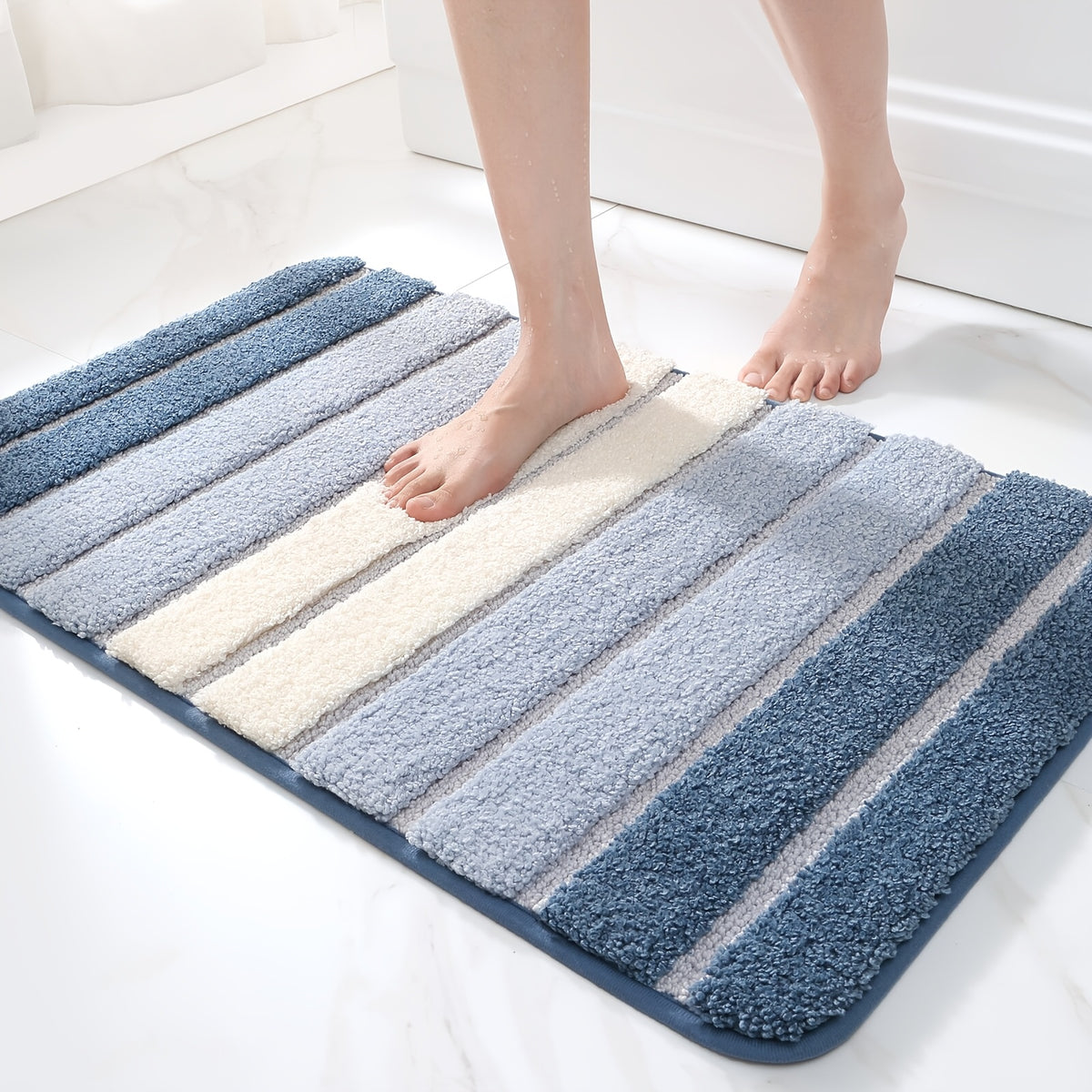 GTNSHUAI Extra Thick Luxury Chenille Bathroom Rug, Non-Slip Absorbent Bath Mat