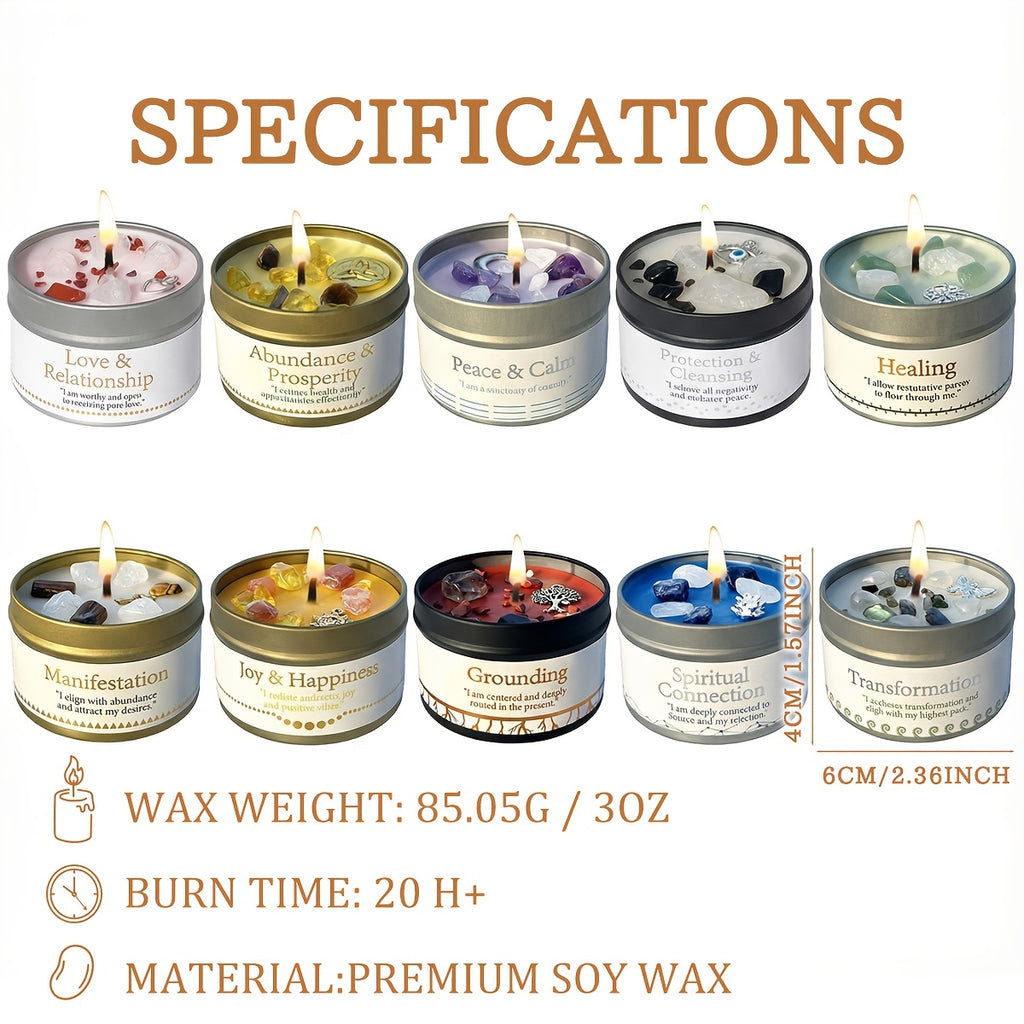EVODUCK 2pcs/1pc Law Of Attraction Protection Manifestation Candle | Sage Each 3oz/total 6oz Scented Soy Wax Candle With Golden Crystal | For Focus, Meditation, Yoga & Reading | Christmas, New Year, Birthday Gift For Women