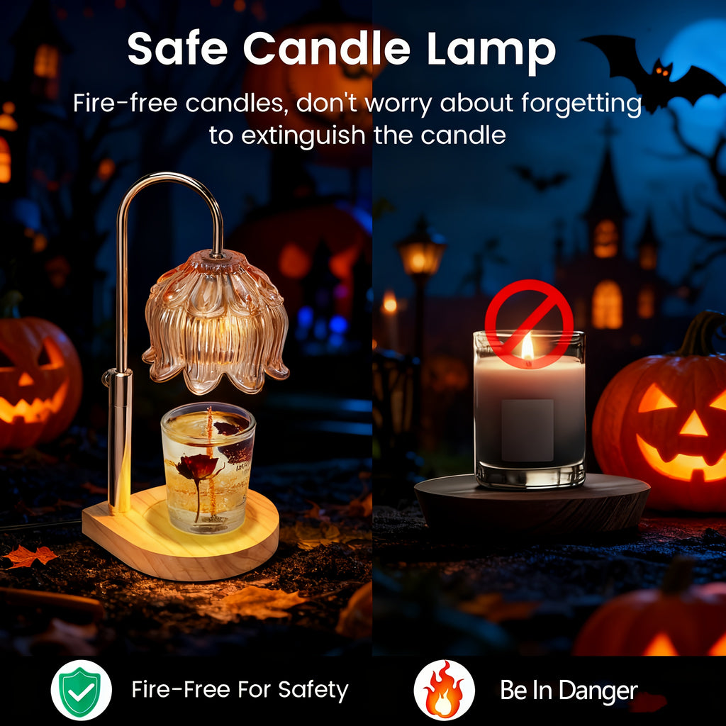 Vintage Iron Candle Warmer Lamp, Height Adjustable Dimmable Tabletop Wax Warming Light with Timer and 120V Plug Power for Home Decor, Bulb Not Included