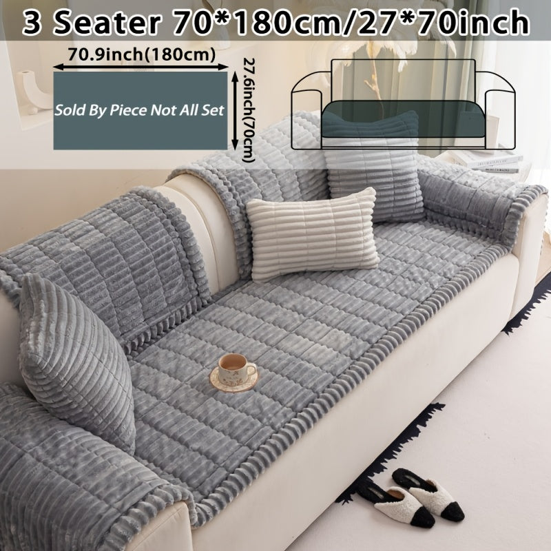 1pc Bohemian Style Sofa Cover, Plush Thick Warm Sofa Cover with Ruffled Edges, a Pet'S Favorite, Home Protection And Decoration Cover