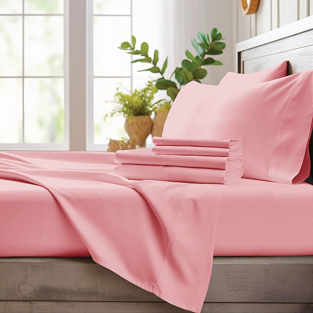 4pcs Bamboo Cooling Bedding - Cooling Bamboo Fiber Fitted Sheet Set, Extra Deep Bamboo Sheet Set- Suitable For Hot Sleepers, Kids, Children Pillowcases, Flat Sheet And Fitted Sheet - A Perfect Gift For Family, Queen And King Sizes, Next Day Delivery