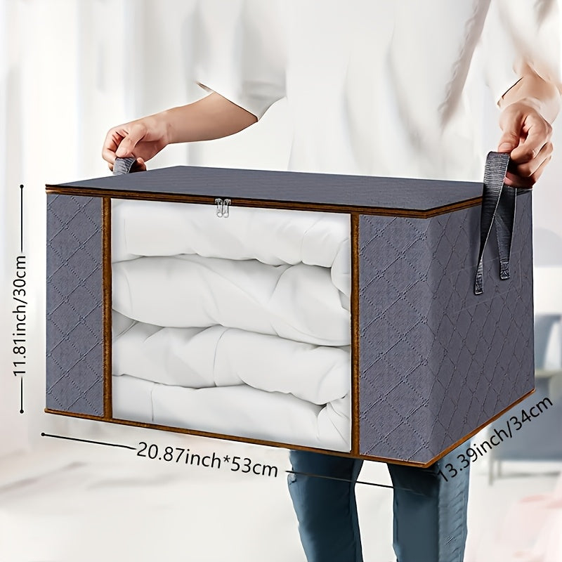 6pcs Extra Large Storage Bags with Zipper Closure - Heavy-Duty Non-Woven Fabric, Retro Rectangular Design for Quilts, Blankets, Clothes & Sweaters - Portable Seasonal Closet Organization & Home Storage Solution, Clothes Storage, Festive Decor Item