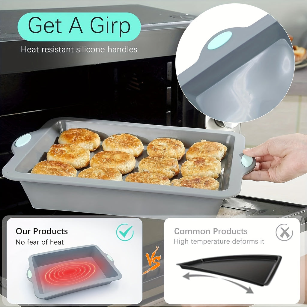 Silicone Baking Pans Set, 4 Pieces Nonstick Bakeware Set With Baking Pans, Baking Sheets, Cookie Sheets, Cake Pan With Grips And Metal Reinforced Frame More Strength