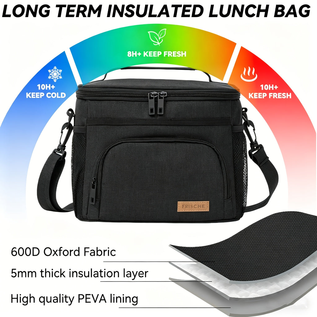 Newest Insulated Lunch Bag, Reusable Insulated Lunch Bag for Men And Women, Leakproof Freezer Bag with Adjustable Shoulder Strap, Portable Fresh Cooler Bag, Outdoor Insulated Handle Bag for Office, Travel, Beach, Picnic, Camping, School