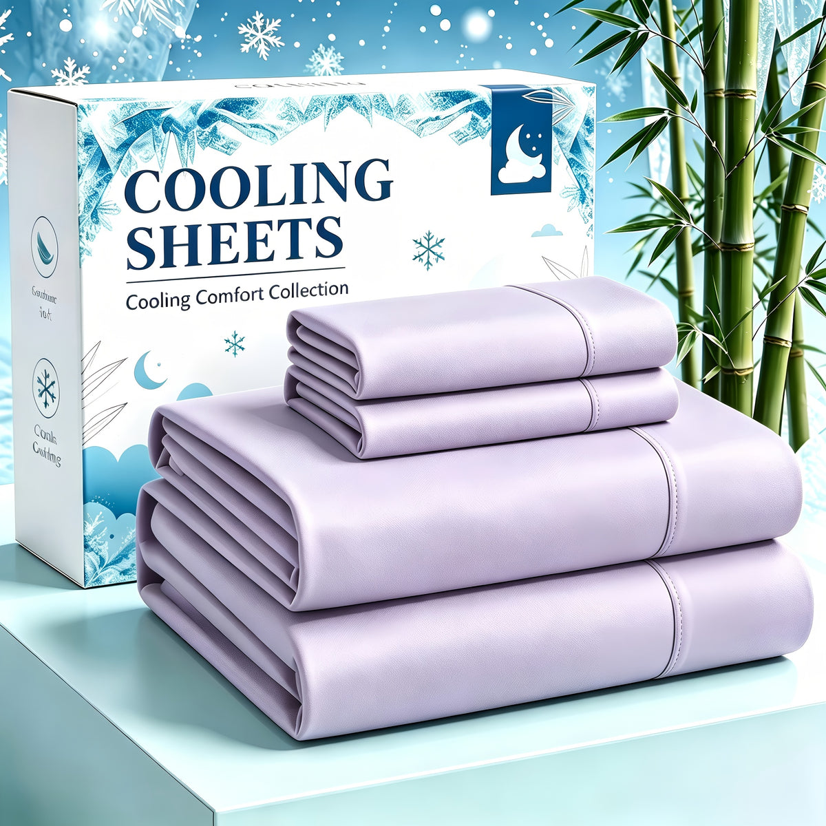 4-Piece Luxury Cooling Sheet Set - Breathable And Cooling Sheets - Hotel Luxury Sheet Set - Easy to Install And Secure - Soft, Wrinkle-Resistant Comfortable Sheets - Extra Deep Pocket Sheet Set - 4-Piece Set, Color Random
