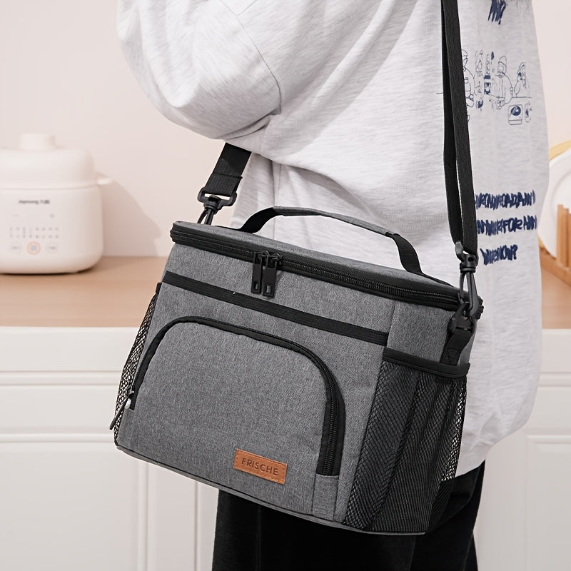 Newest Insulated Lunch Bag, Reusable Insulated Lunch Bag for Men And Women, Leakproof Freezer Bag with Adjustable Shoulder Strap, Portable Fresh Cooler Bag, Outdoor Insulated Handle Bag for Office, Travel, Beach, Picnic, Camping, School