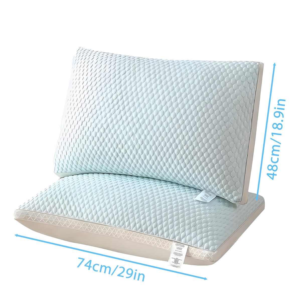 Soft Sleeping Pillow Pair, 2-Piece Blue or Gray Bed Pillows with Zipper Closure and Machine Washable Design for Bedroom, Dorm and Sofa Comfort